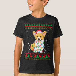 Xmas Ugly Sweater Kerstlights Corgi Hondenliefhebb T-shirt