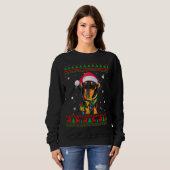 Xmas Ugly Sweater Kerstlights Dachshund Dog L (Voorkant volledig)