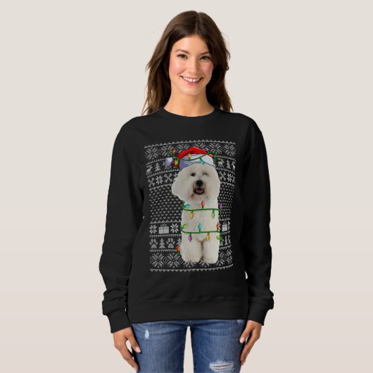 Xmas Ugly Sweater Style Santa Bichon Frise Dog Chr (Voorkant volledig)