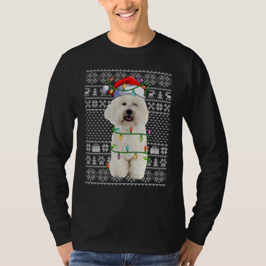 Xmas Ugly Sweater Style Santa Bichon Frise Dog Chr T-shirt (Voorkant)