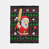 Xmas Ugly Sweater Style Santa Playing Cricket Chri Fleece Deken (Voorkant)