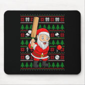 Xmas Ugly Sweater Style Santa Playing Cricket Chri Muismat (Voorkant)