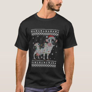 Xmas Verlichting Koe Lelijke Trui Stijl Santa Hat T-shirt