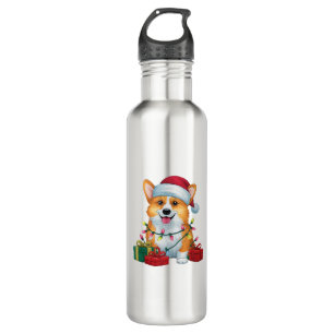 Xmas Verlichting Santa Hat Corgi Dog Kerstmis _1 Waterfles