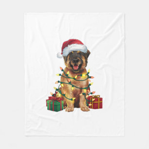 Xmas Verlichting Santa Hat Leonberger Hond Kerstmi Fleece Deken
