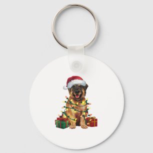 Xmas Verlichting Santa Hat Leonberger Hond Kerstmi Sleutelhanger