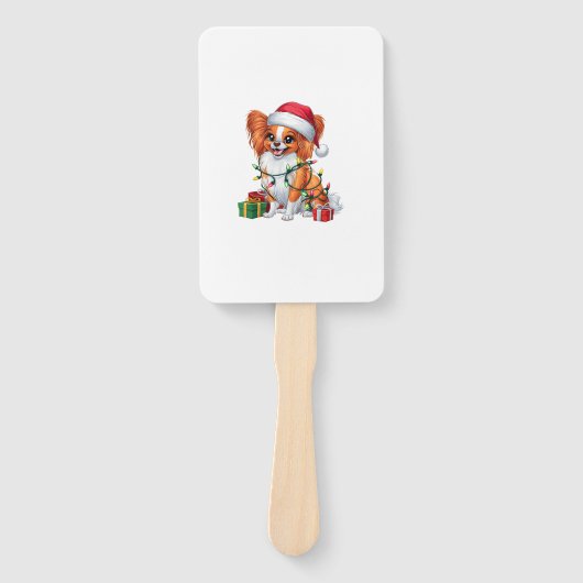 Xmas Verlichting Santa Hat Papillon Hond Kerstmis Handwaaier (Voorkant)