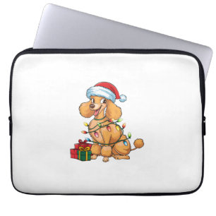 Xmas Verlichting Santa Hat Poedel Hond Kerstmis _1 Laptop Sleeve
