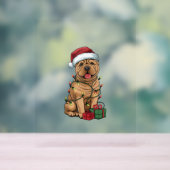 Xmas Verlichting Santa Hat Shar Pei Dog Kerstmis _ Acryl Bord (Neutraal)