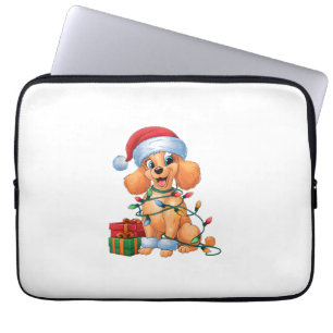 Xmas Verlichting Santa Hat Speelgoed Poedel Hond K Laptop Sleeve