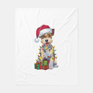Xmas Verlichting Santa Silky Terrier Hond Kerstmis Fleece Deken