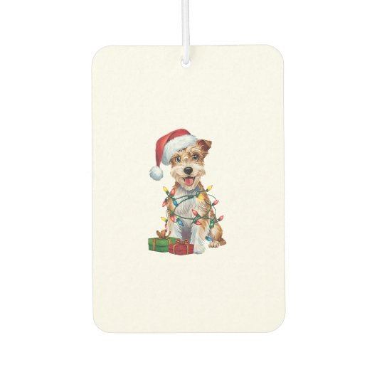 Xmas Verlichting Santa Silky Terrier Hond Kerstmis Luchtverfrisser (Voorkant)