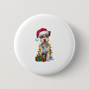 Xmas Verlichting Santa Silky Terrier Hond Kerstmis Ronde Button 5,7 Cm