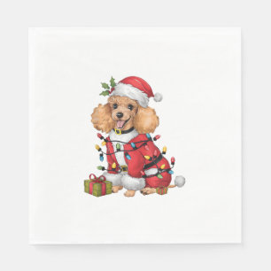 Xmas Verlichting Santa Speelgoed Poedel Hond Kerst Servet