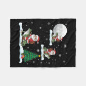 Xmas Verlichting Tree Santa Riding Ison Dart Kikke Fleece Deken (Voorkant (Horizontaal))
