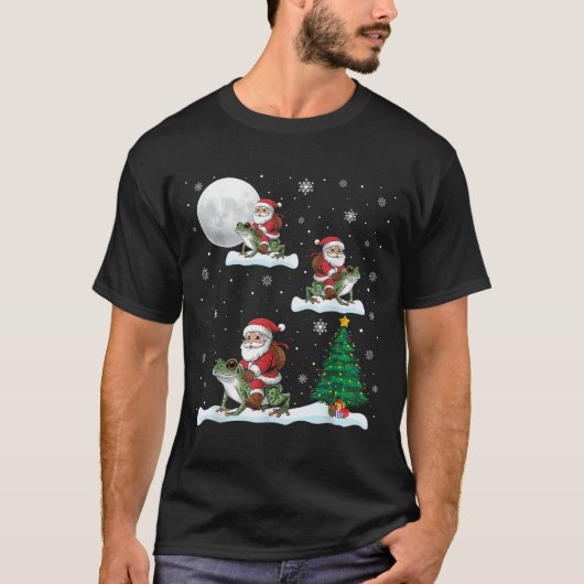 Xmas Verlichting Tree Santa Riding Ison Dart Kikke T-shirt (Voorkant)