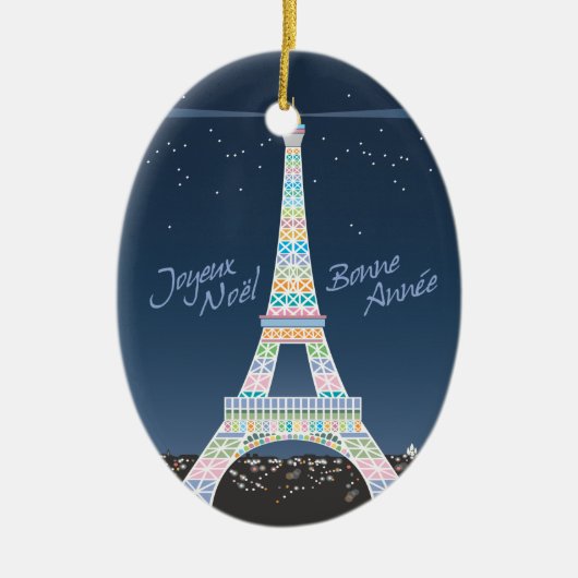 Xmas-versiering met Eiffel Tower Keramisch Ornament (Voorkant)