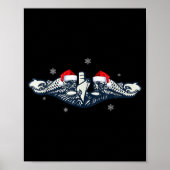 Xmas Veterans Day U.s Submarine Santa Hat Christma Poster (Voorkant)