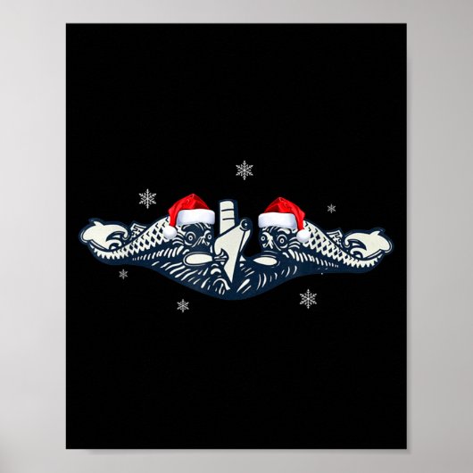 Xmas Veterans Day U.s Submarine Santa Hat Christma Poster (Voorkant)