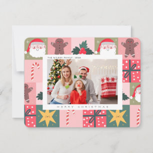 Xmas Vreugde Kerstmis Familie Foto Vakantie Kaart