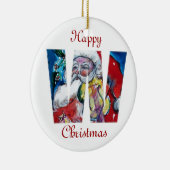 XMAS W BRIEF/SANTA CLAUS MET VIOLIN MONOGRAM KERAMISCH ORNAMENT (Rechts)