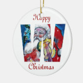 XMAS W BRIEF/SANTA CLAUS MET VIOLIN MONOGRAM KERAMISCH ORNAMENT (Links)
