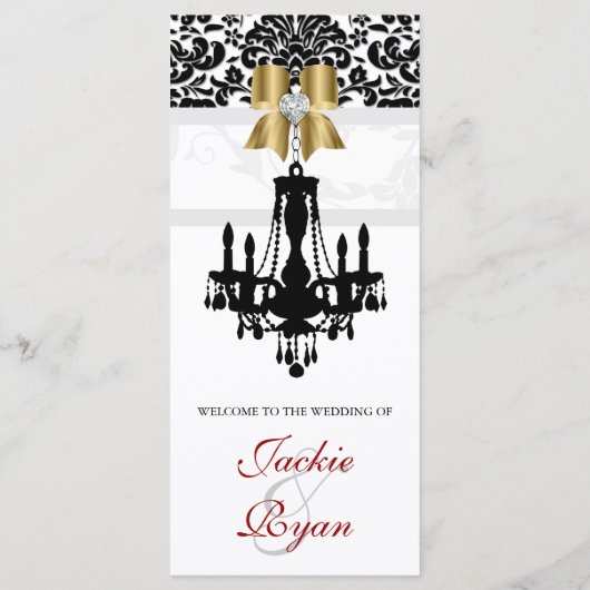 Xmas Wedding Menu Kaarten Chandelier Zwart Goud (Achterkant)