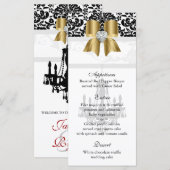 Xmas Wedding Menu Kaarten Chandelier Zwart Goud (Voorkant / Achterkant)