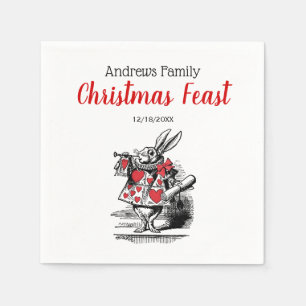 Xmas White Rabbit Trumpeter Alice in Wonderland Servet