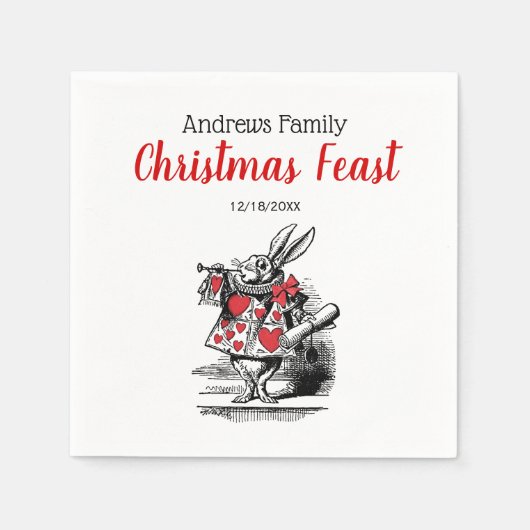 Xmas White Rabbit Trumpeter Alice in Wonderland Servet (Voorkant)