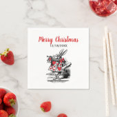 Xmas White Rabbit Trumpeter Alice in Wonderland Servetten (Insitu)