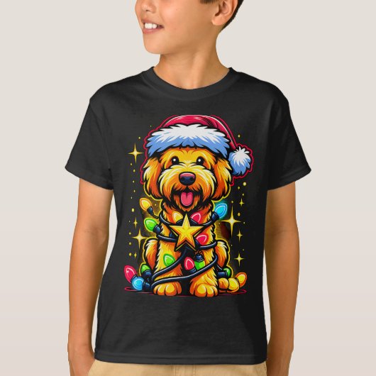 Xmas Whoodle Dog Tangled Christmas Lights For Men  T-shirt (Voorkant)
