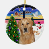 Xmas Window - Golden Retriever (K) Keramisch Ornament (Voorkant)