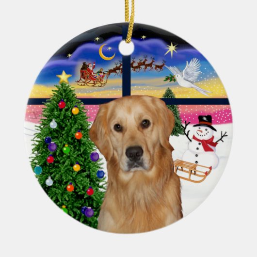 Xmas Window - Golden Retriever (K) Keramisch Ornament (Voorkant)