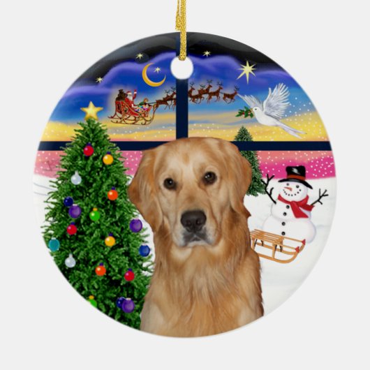 Xmas Window - Golden Retriever (K) Keramisch Ornament (Achterkant)