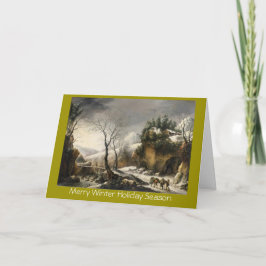 Xmas winterlandschap met vogels Nieuwjaar groet Feestdagen Kaart