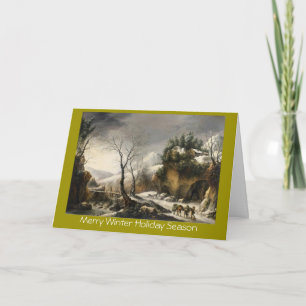 Xmas winterlandschap met vogels Nieuwjaar groet Feestdagen Kaart