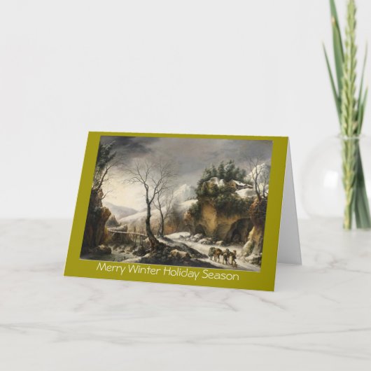 Xmas winterlandschap met vogels Nieuwjaar groet Feestdagen Kaart (Voorkant)