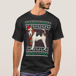 Xmas Wire Fox Terrier Hond Santa Hoed Lelijke Kers T-shirt