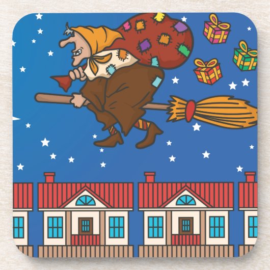 xmas witch Befana Drankjes Onderzetter (Voorkant)