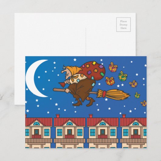xmas witch Befana Feestdagenkaart (Voorkant / Achterkant)