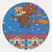 xmas witch Befana Ronde Sticker (Voorkant)