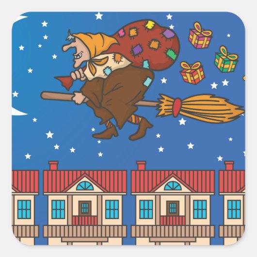 xmas witch Befana Vierkante Sticker (Voorkant)