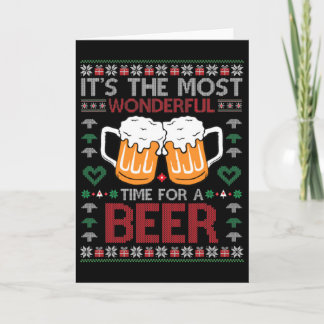 Xmas Wonderful Time For A Beer Ugly Christmas S  Kaart