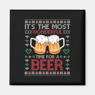Xmas Wonderful Time For A Beer Ugly Christmas S  Magneet