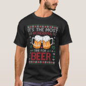 Xmas Wonderful Time For A Beer Ugly Christmas S  T-shirt (Voorkant)