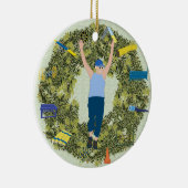 Xmas Wreate Agility Handler 2 Keramisch Ornament (Rechts)