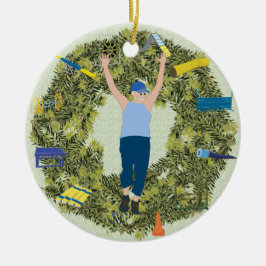 Xmas Wreate Agility Handler 2 Keramisch Ornament