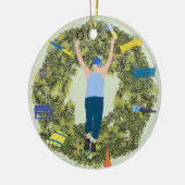 Xmas Wreate Agility Handler 2 Keramisch Ornament (Links)