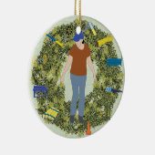 Xmas Wreater Agility Handler 1 Keramisch Ornament (Rechts)